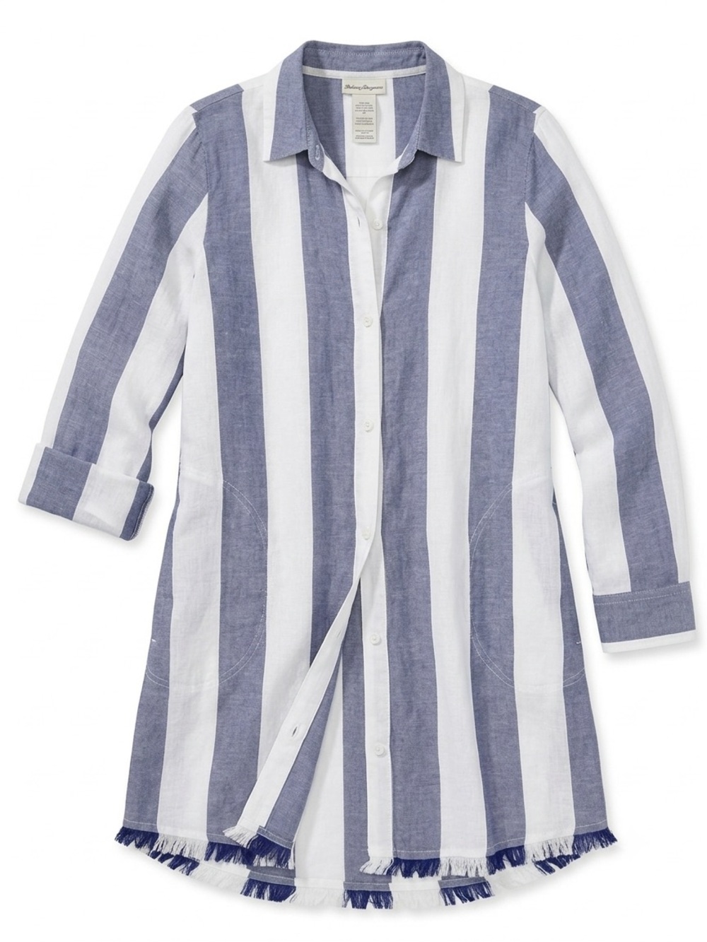 Tommy Bahama Blue And White Striped Button Up Dress/Cover-Up